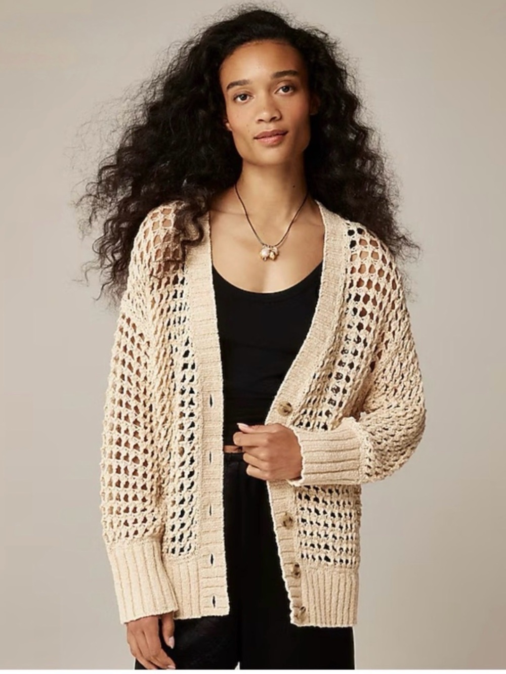 NWT J. Crew Montauk Relaxed Cardigan Sweater Buff Clay Tan Cream